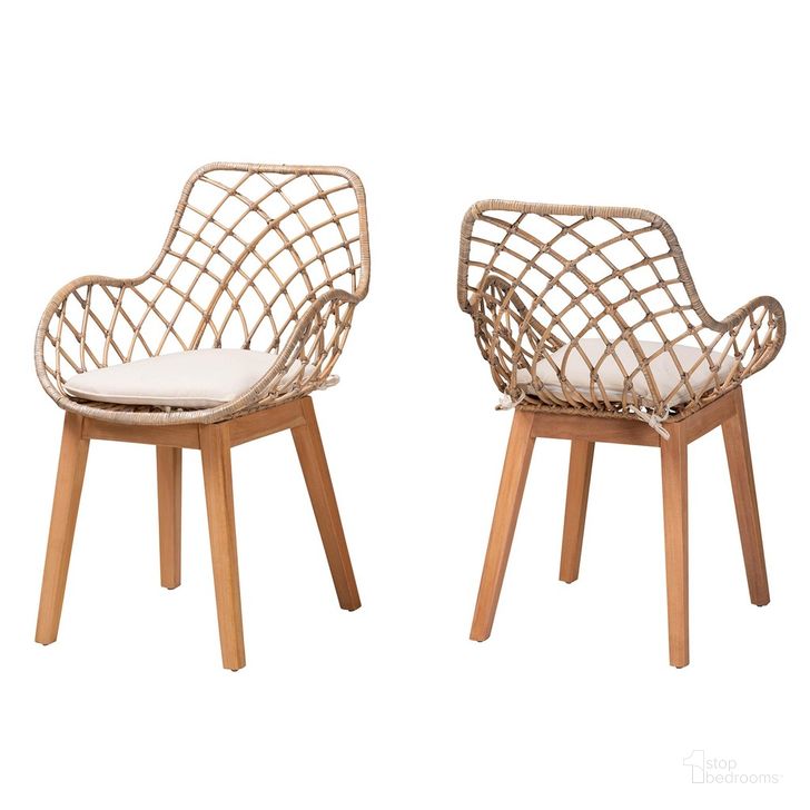 The appearance of Ballerina Rattan and Wood Dining Chair Set of 2 In Grey and Natural Brown designed by Baxton Studio in the bohemian interior design. This natural walnut piece of furniture  was selected by 1StopBedrooms from Ballerina Collection to add a touch of cosiness and style into your home. Sku: Balerina2-Light Grey Rattan-DC. Material: Natural Rattan. Product Type: Dining Chair. Image1