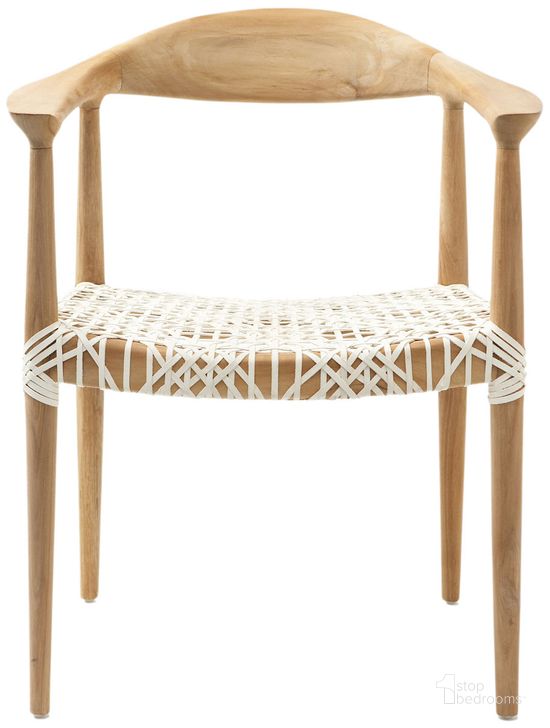 The appearance of Bandelier Light Oak and Off White Arm Chair designed by Safavieh in the modern / contemporary interior design. This off white piece of furniture  was selected by 1StopBedrooms from Otto Collection to add a touch of cosiness and style into your home. Sku: FOX1003A. Material: Wood. Product Type: Arm Chair. Image1