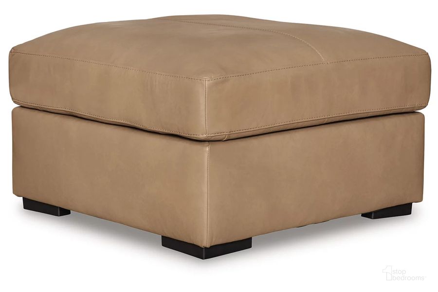 The appearance of Bandon Oversized Accent Ottoman In Toffee designed by Signature Design by Ashley in the modern / contemporary interior design. This toffee piece of furniture  was selected by 1StopBedrooms from Bandon Collection to add a touch of cosiness and style into your home. Sku: 3800608. Product Type: Ottoman. Material: Leather Match. Image1
