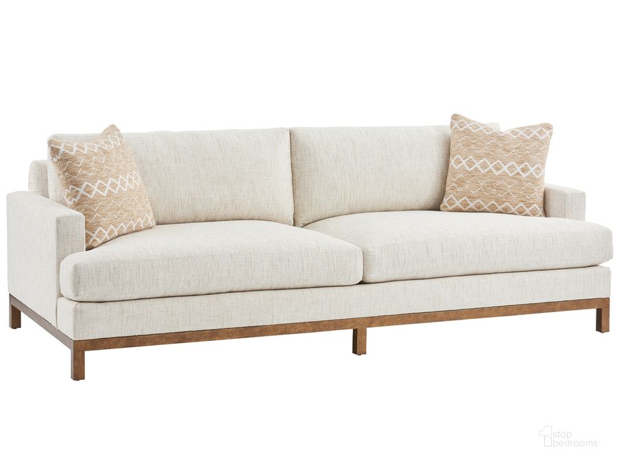 The appearance of Barclay Butera Horizon Sofa In Calais Brass designed by Barclay Butera in the transitional interior design. This cream piece of furniture  was selected by 1StopBedrooms from Barclay Butera Collection to add a touch of cosiness and style into your home. Sku: 01-5178-33CB-40. Material: Wood. Product Type: Sofa. Image1