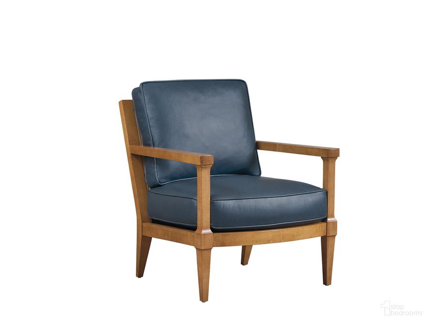 The appearance of Barclay Butera Upholstery Splashes Leather Chair 01-5304-11-LL-40 designed by Barclay Butera in the transitional interior design. This navy blue piece of furniture  was selected by 1StopBedrooms from Barclay Butera Collection to add a touch of cosiness and style into your home. Sku: 01-5304-11-LL-40. Product Type: Accent Chair. Image1