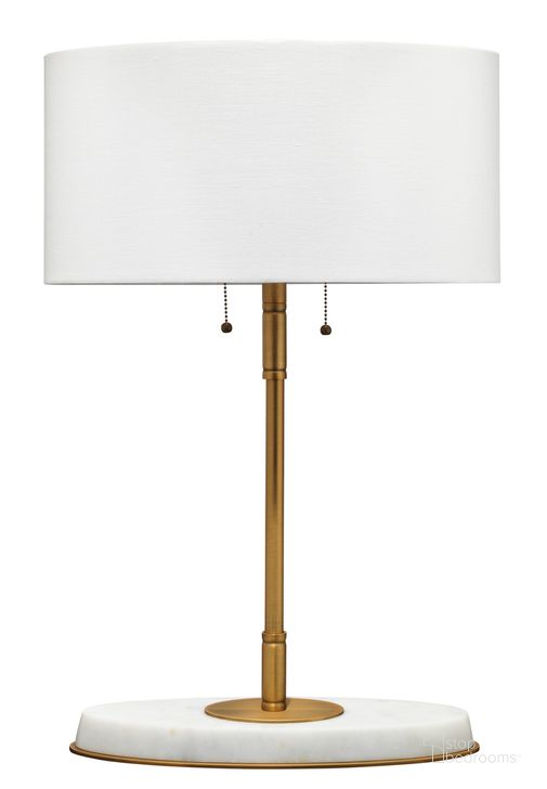 The appearance of Barcroft Table Lamp designed by Jamie Young Company in the traditional interior design. This antique brass piece of furniture  was selected by 1StopBedrooms from Barcroft Collection to add a touch of cosiness and style into your home. Sku: 9BARCRTLABWH. Material: Marble. Product Type: Table Lamp. Image1