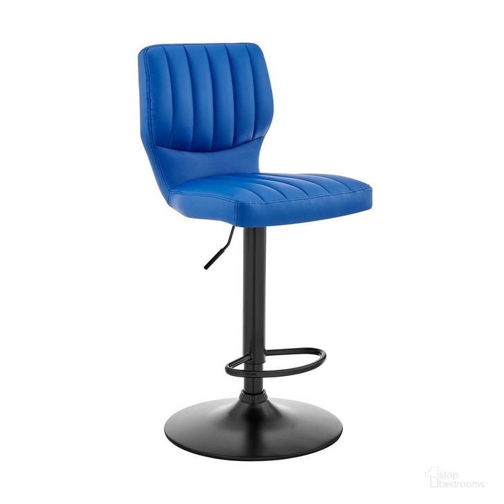 The appearance of Bardot Adjustable Height Blue Faux Leather Swivel Bar Stool designed by Armen Living in the modern / contemporary interior design. This blue piece of furniture  was selected by 1StopBedrooms from Bardot Collection to add a touch of cosiness and style into your home. Sku: LCBABABLBLUE. Product Type: Barstool. Material: Plywood. Image1