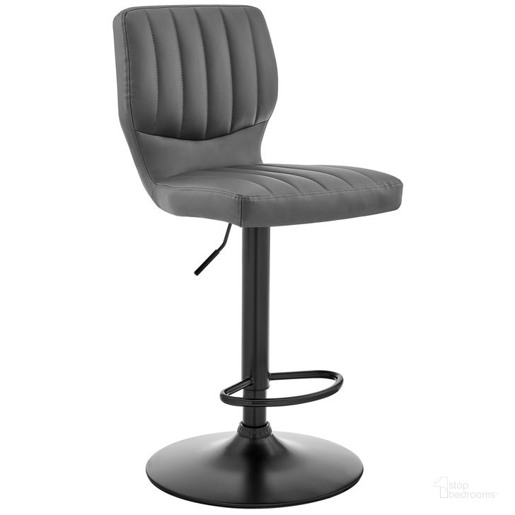 The appearance of Bardot Adjustable Height Gray Faux Leather Swivel Bar Stool designed by Armen Living in the modern / contemporary interior design. This gray piece of furniture  was selected by 1StopBedrooms from Bardot Collection to add a touch of cosiness and style into your home. Sku: LCBABABLGR. Product Type: Barstool. Material: Plywood. Image1