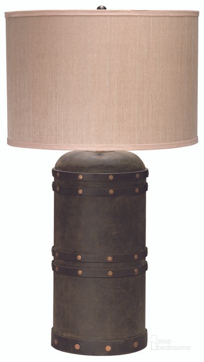The appearance of Barrel Table Lamp designed by Jamie Young Company in the rustic / southwestern interior design. This vintage piece of furniture  was selected by 1StopBedrooms from Barrel Collection to add a touch of cosiness and style into your home. Sku: 1BARR-TLLE. Material: Leather. Product Type: Table Lamp. Image1
