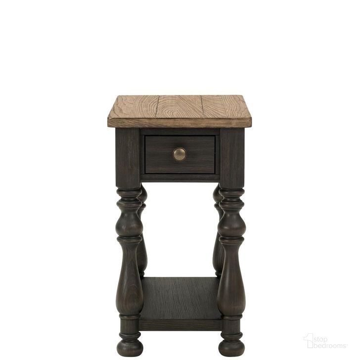 The appearance of Barrington Two Tone Chairside Table In Antique Oak and Antique Black designed by Riverside Furniture in the modern / contemporary interior design. This antique oak and antique black piece of furniture  was selected by 1StopBedrooms from Barrington Two Tone Collection to add a touch of cosiness and style into your home. Sku: 32312. Product Type: Chairside Table. Image1