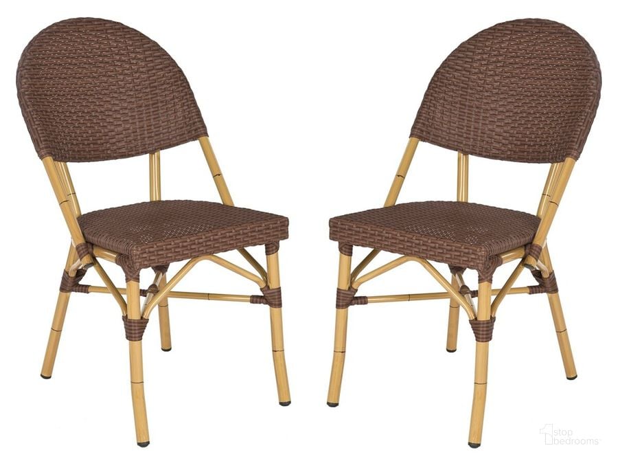 The appearance of Barrow Brown Stacking Indoor/Outdoor Side Chair Set of 2 FOX5203A designed by Safavieh in the coastal interior design. This brown piece of furniture  was selected by 1StopBedrooms from Barrow Collection to add a touch of cosiness and style into your home. Sku: FOX5203A-SET2. Material: Aluminum. Product Type: Side Chair. Image1