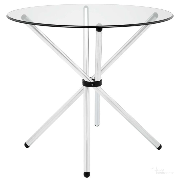 The appearance of Baton Clear Round Dining Table designed by Modway in the modern / contemporary interior design. This clear piece of furniture  was selected by 1StopBedrooms from Baton Collection to add a touch of cosiness and style into your home. Sku: EEI-1074-CLR. Table Base Style: Pedestal. Table Top Shape: Round. Product Type: Dining Table. Material: Chrome. Size: 36". Image1