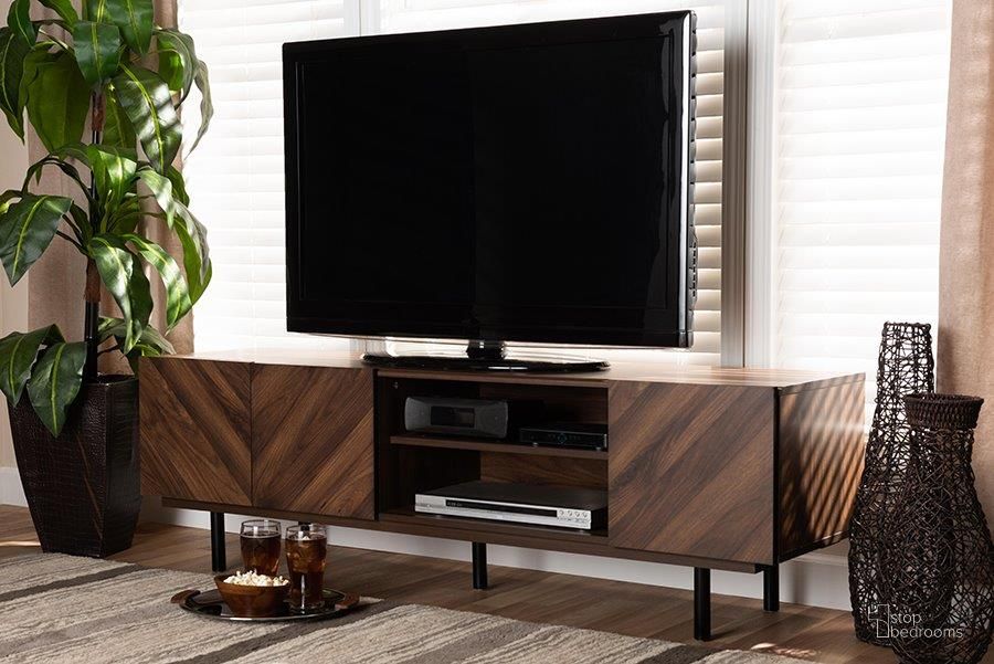 baxton studio modern walnut tv stand