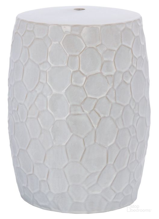 The appearance of Bayon Garden Stool in White designed by Safavieh in the modern / contemporary interior design. This white piece of furniture  was selected by 1StopBedrooms from Bayon Collection to add a touch of cosiness and style into your home. Sku: ACS5200A. Product Type: Stool. Material: Ceramic. Image1