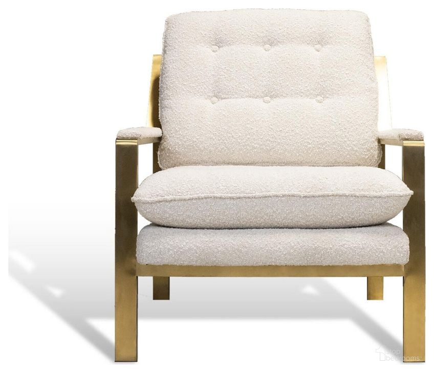 The appearance of Bayou Boucle Chair In Brushed Gold designed by Primitive Collections in the modern / contemporary interior design. This white/bronze piece of furniture  was selected by 1StopBedrooms from  to add a touch of cosiness and style into your home. Sku: PC899BB10. Material: Fabric. Product Type: Accent Chair. Image1