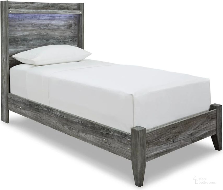 The appearance of Baystorm Twin Panel Bed In Gray designed by Signature Design by Ashley in the transitional interior design. This gray piece of furniture  was selected by 1StopBedrooms from Baystorm Collection to add a touch of cosiness and style into your home. Sku: B221-52;B221-53. Bed Type: Panel Bed. Material: Wood. Product Type: Panel Bed. Bed Size: Twin. Image1