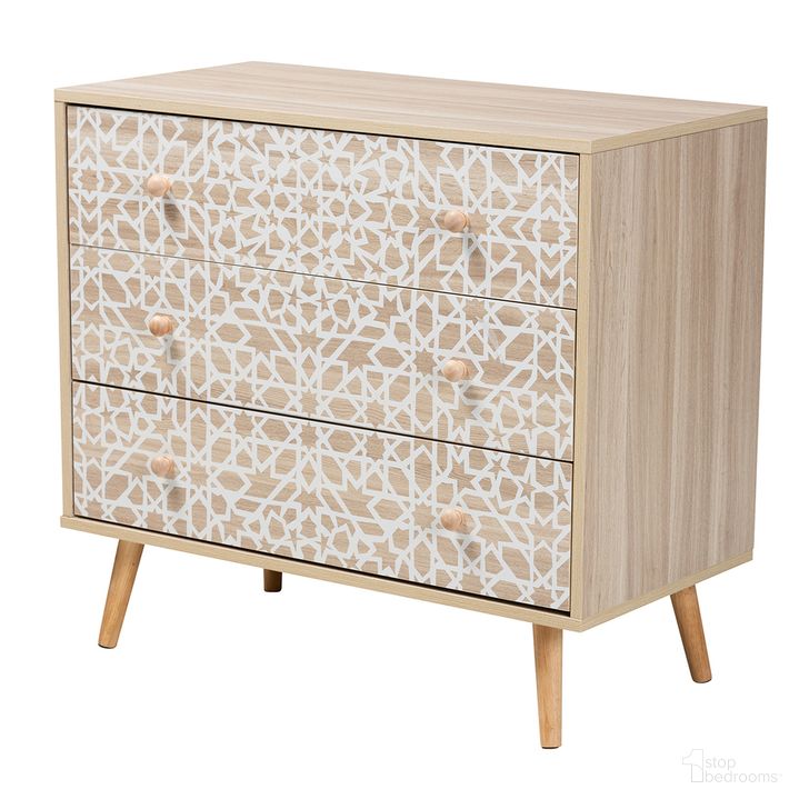 The appearance of Beau Two Tone Wood 3 Drawer Storage Cabinet In White and Natural Brown designed by Baxton Studio in the transitional interior design. This white and brown piece of furniture  was selected by 1StopBedrooms from Beau Collection to add a touch of cosiness and style into your home. Sku: LCF20165-3DW-Cabinet. Material: Metal. Product Type: Storage Cabinet. Image1