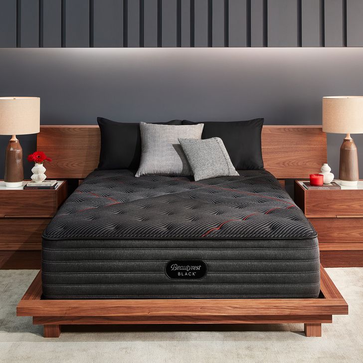The appearance of Beautyrest Black C-Class Firm California King Mattress designed by Beautyrest in the modern / contemporary interior design. This black piece of furniture  was selected by 1StopBedrooms from Black Collection to add a touch of cosiness and style into your home. Sku: 700811474-1070. Product Type: Mattress. Bed Size: California King. Size: California King. Comfort Level: Firm. Mattress Top: Memory Foam Top. Mattress Type: Innerspring. Comfort Level: Firm. Mattress Thickness: 13.5". Material: Foam. Image1