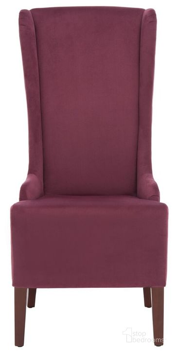 The appearance of Becall Bordeaux and Cherry Mahogany Velvet 20 Inch Dining Chair designed by Safavieh in the modern / contemporary interior design. This bordeaux piece of furniture  was selected by 1StopBedrooms from Becall Collection to add a touch of cosiness and style into your home. Sku: MCR4501K. Material: Wood. Product Type: Dining Chair. Image1