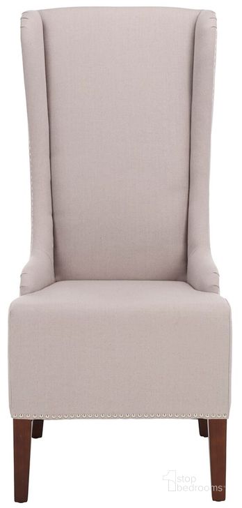 The appearance of Becall Taupe and Cherry Mahogany Linen 20 Inch Dining Chair with Silver Nailhead Detail designed by Safavieh in the modern / contemporary interior design. This creamy pearl piece of furniture  was selected by 1StopBedrooms from Becall Collection to add a touch of cosiness and style into your home. Sku: MCR4501F. Product Type: Dining Chair. Material: Stainless Steel. Image1