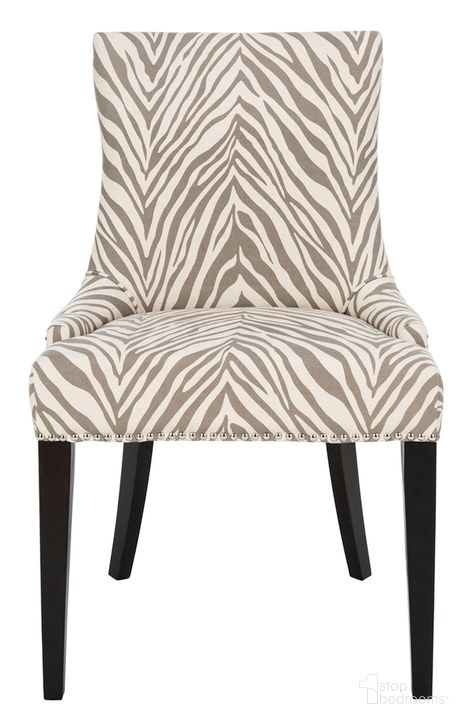 The appearance of Becca Grey/White Zebra Dining Chair with Silver Nailhead Detail designed by Safavieh in the country / farmhouse interior design. This ivory and grey piece of furniture  was selected by 1StopBedrooms from Becca Collection to add a touch of cosiness and style into your home. Sku: MCR4502N. Product Type: Dining Chair. Material: Stainless Steel. Image1