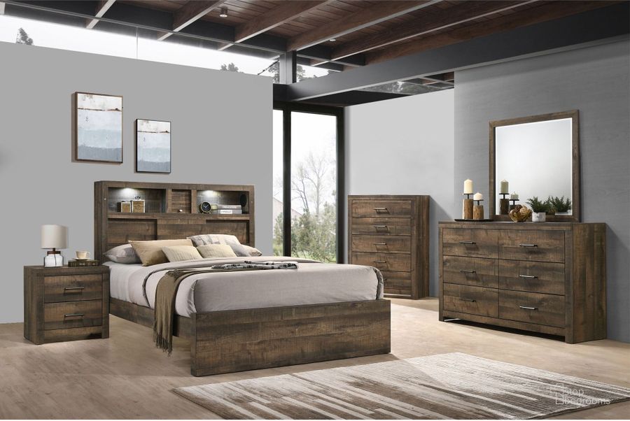 The appearance of Beckett Walnut Bookcase Panel Bedroom Set designed by Picket House in the rustic / southwestern interior design. This brown piece of furniture  was selected by 1StopBedrooms from Beckett Collection to add a touch of cosiness and style into your home. Sku: BY520QH;BY520QF;BY520QKR;BY500NS. Product Type: Bedroom Set. Bed Size: Queen. Material: Rubberwood. Image1
