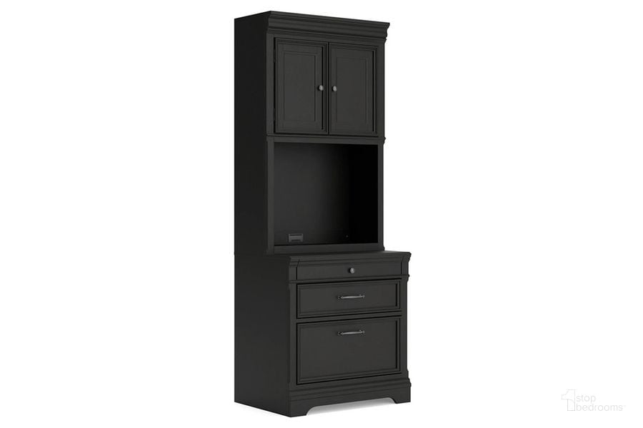 The appearance of Beckincreek Bookcase In Black designed by Signature Design by Ashley in the traditional interior design. This black piece of furniture  was selected by 1StopBedrooms from Beckincreek Collection to add a touch of cosiness and style into your home. Sku: H778-40B;H778-41T. Product Type: Bookcase. Image1