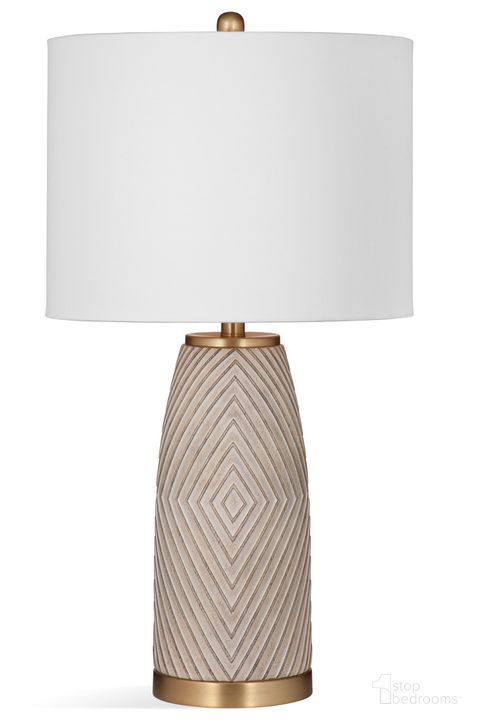 The appearance of Becky Table Lamp In Beige designed by Bassett Mirror Company in the modern / contemporary interior design. This beige piece of furniture  was selected by 1StopBedrooms from  to add a touch of cosiness and style into your home. Sku: L4009TEC. Material: Resin. Product Type: Table Lamp. Image1