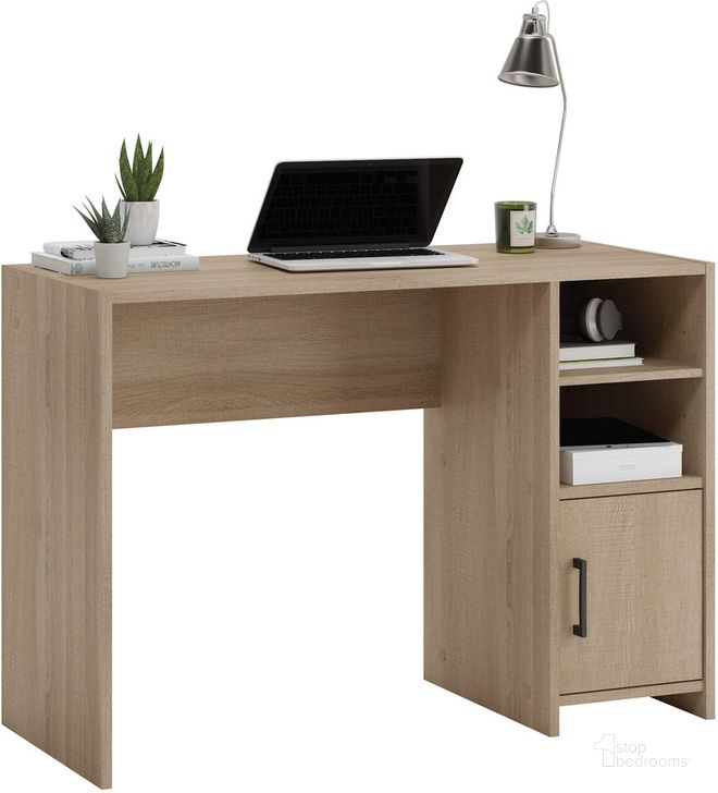 The appearance of Beginnings Desk In Summer Oak designed by Sauder in the transitional interior design. This summer oak piece of furniture  was selected by 1StopBedrooms from Beginnings Collection to add a touch of cosiness and style into your home. Sku: 429357. Product Type: Desk. Material: Engineered Wood. Image1