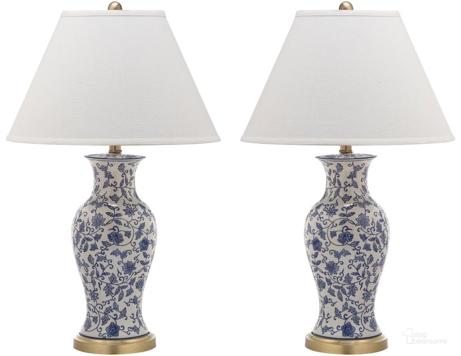 The appearance of Beijing Blue and White 29 Inch Floral Urn Table Lamp designed by Safavieh in the traditional interior design. This blue and white piece of furniture  was selected by 1StopBedrooms from Beijing Collection to add a touch of cosiness and style into your home. Sku: LIT4172A-SET2. Product Type: Table Lamp. Image1