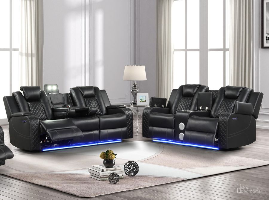 The appearance of Benz Living Room Set In Black designed by Galaxy Home Furnishings in the modern / contemporary interior design. This black piece of furniture  was selected by 1StopBedrooms from Benz Collection to add a touch of cosiness and style into your home. Sku: 659436482487;659436023932. Material: Faux Leather. Product Type: Living Room Set. Image1