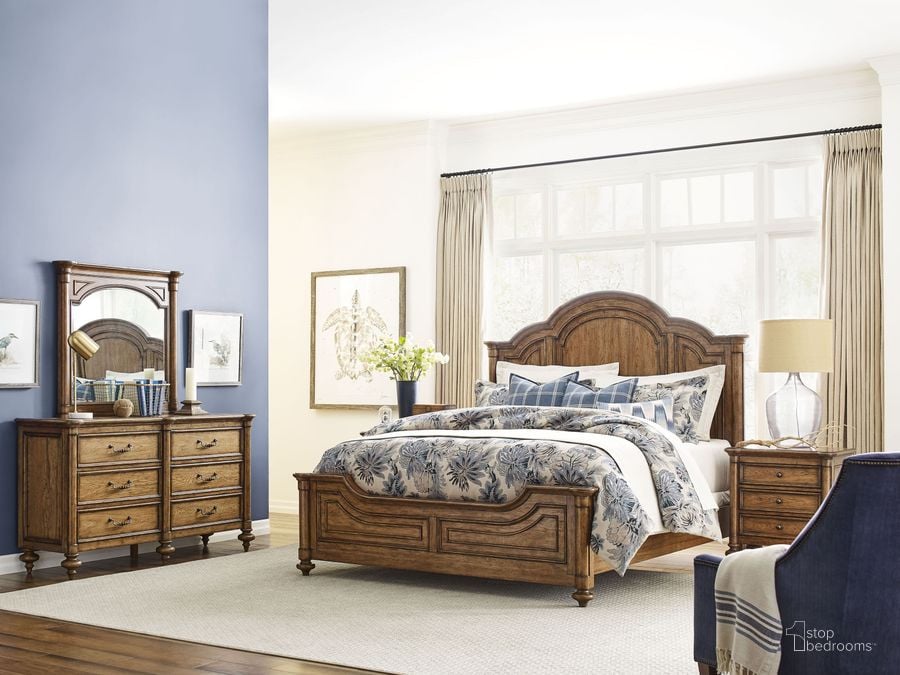 The appearance of Berkshire Warm Cognac Eastbrook Panel Bedroom Set designed by American Drew in the transitional interior design. This brown piece of furniture  was selected by 1StopBedrooms from Berkshire Collection to add a touch of cosiness and style into your home. Sku: 011-304R;011-420. Material: Wood. Product Type: Bedroom Set. Bed Size: Queen. Image1