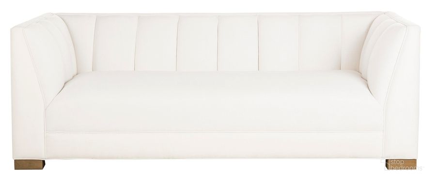 The appearance of Beverly Linen Blend Sofa In White And Birch designed by Safavieh Couture in the modern / contemporary interior design. This white piece of furniture  was selected by 1StopBedrooms from Beverly Collection to add a touch of cosiness and style into your home. Sku: KNT4082A. Material: Wood. Product Type: Sofa. Image1