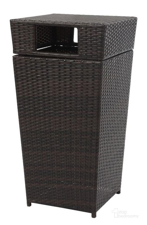 The appearance of Bishop Outdoor Wicker 18 Gallon Trash Bin designed by Safavieh in the modern / contemporary interior design. This brown piece of furniture  was selected by 1StopBedrooms from Bishop Collection to add a touch of cosiness and style into your home. Sku: PAT2512A. Product Type: Outdoor Accessory. Image1
