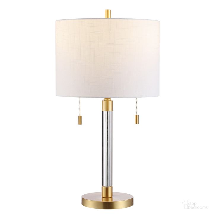The appearance of Bixby Glass Table Lamp in Brass designed by Safavieh in the modern / contemporary interior design. This brass piece of furniture  was selected by 1StopBedrooms from Bixby Collection to add a touch of cosiness and style into your home. Sku: TBL4265A. Material: Glass. Product Type: Table Lamp. Image1