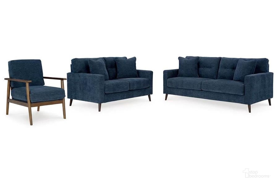 The appearance of Bixler Living Room Set In Navy designed by Signature Design by Ashley in the modern / contemporary interior design. This navy piece of furniture  was selected by 1StopBedrooms from Bixler Collection to add a touch of cosiness and style into your home. Sku: 2610638;2610635. Material: Fabric. Product Type: Living Room Set. Image1