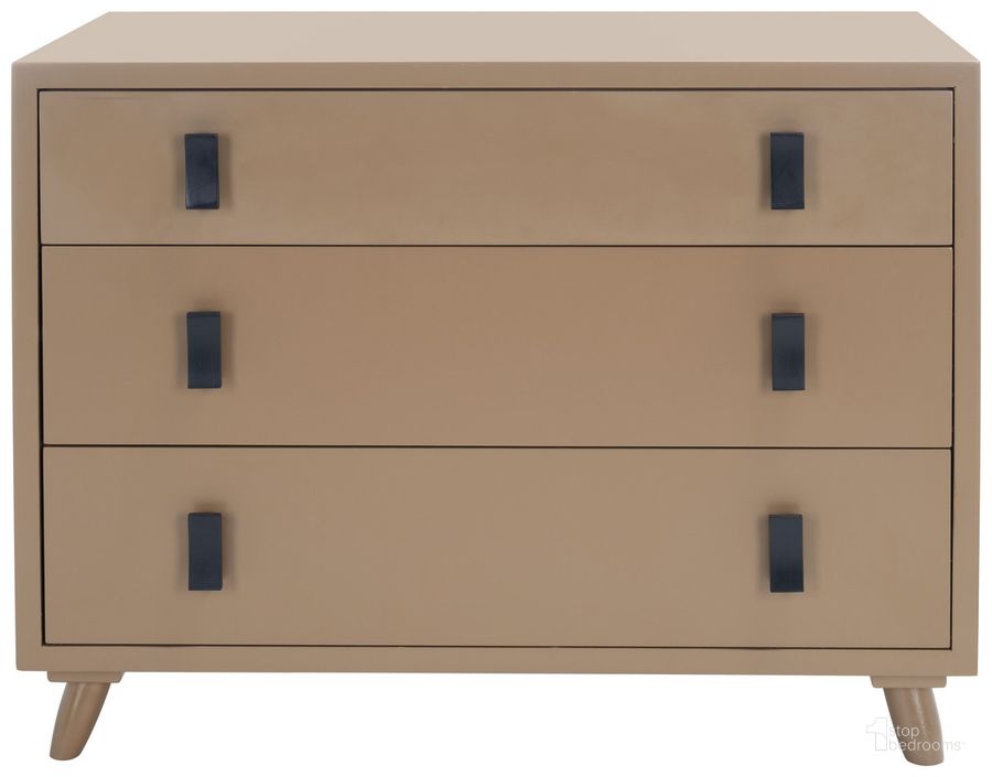 The appearance of Blaize 3 Drawer Chest in Taupe designed by Safavieh in the modern / contemporary interior design. This taupe piece of furniture  was selected by 1StopBedrooms from Blaize Collection to add a touch of cosiness and style into your home. Sku: CHS6601B. Material: Wood. Product Type: Chest. Image1