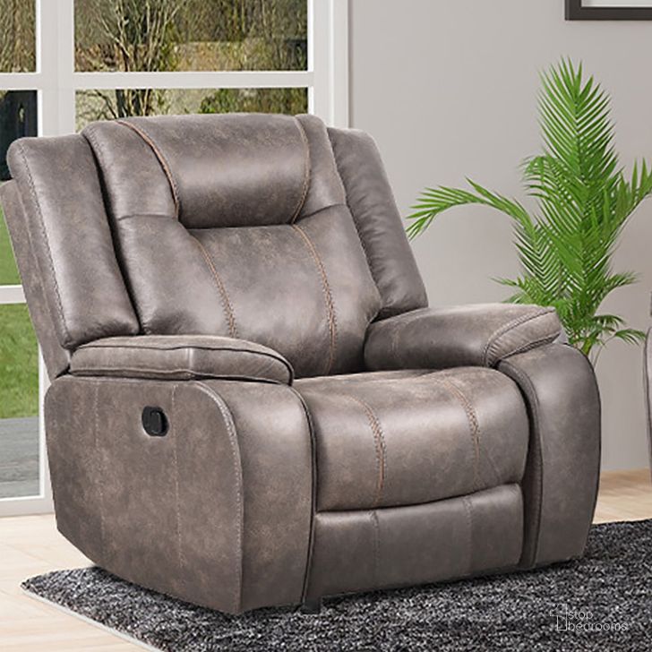 The appearance of Blake Glider Recliner In Taupe designed by Parker House in the transitional interior design. This taupe piece of furniture  was selected by 1StopBedrooms from Blake Collection to add a touch of cosiness and style into your home. Sku: MBLA#812G-DTAU. Material: Polyester. Product Type: Recliner. Image1