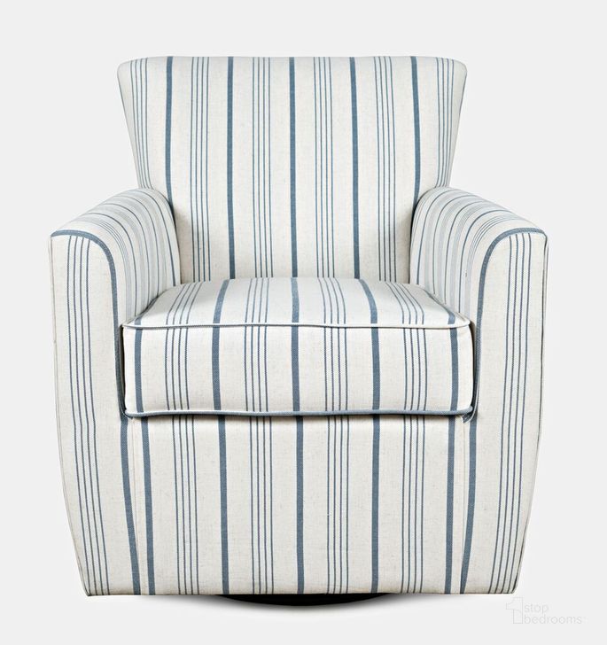 The appearance of Blakely Harper Swivel Accent Chair In Blue Stripe designed by Jofran in the traditional interior design. This blue stripe piece of furniture  was selected by 1StopBedrooms from Blakely Harper Collection to add a touch of cosiness and style into your home. Sku: BLAKELY-SW-BSTRP. Product Type: Accent Chair. Material: Rubberwood. Image1