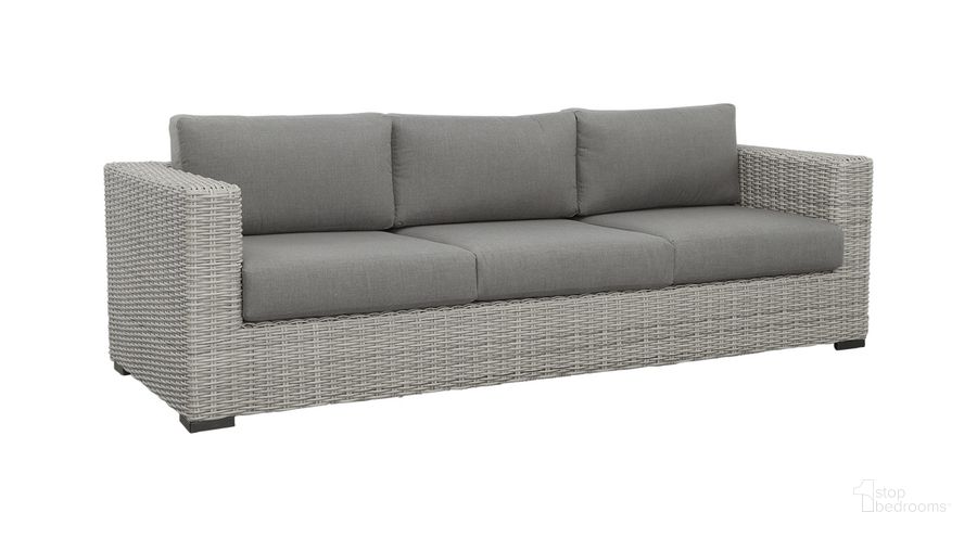 The appearance of Blakley Outdoor Sofa with Half Round Wicker In Gray designed by Steve Silver in the transitional interior design. This gray piece of furniture  was selected by 1StopBedrooms from Blakley Collection to add a touch of cosiness and style into your home. Sku: BLA600S. Material: Aluminum. Product Type: Outdoor Sofa. Image1