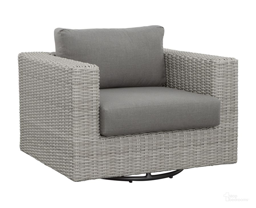 The appearance of Blakley Outdoor Swilvel Chair with Half Round Wicker In Gray designed by Steve Silver in the transitional interior design. This gray piece of furniture  was selected by 1StopBedrooms from Blakley Collection to add a touch of cosiness and style into your home. Sku: BLA600SWCH. Material: Aluminum. Product Type: Outdoor Chair. Image1
