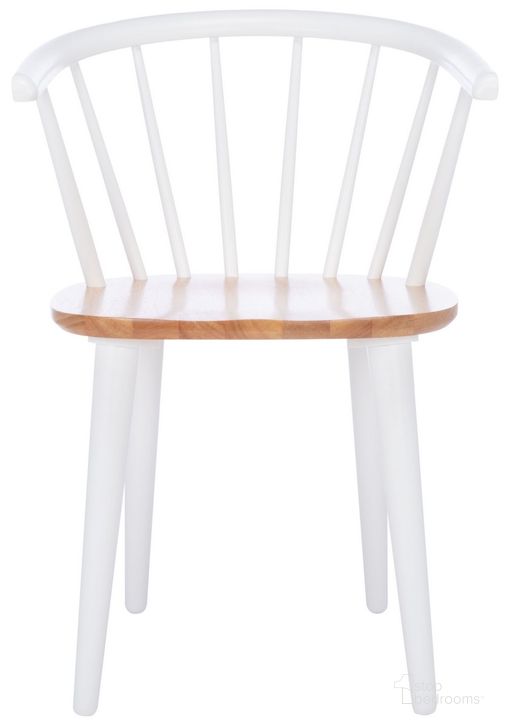The appearance of Blanchard 18 Inch Curved Spindle Side Chair in Natural and White Set of 2 designed by Safavieh in the modern / contemporary interior design. This natural/white piece of furniture  was selected by 1StopBedrooms from Blanchard Collection to add a touch of cosiness and style into your home. Sku: AMH8512F-SET2. Material: Wood. Product Type: Dining Chair. Image1