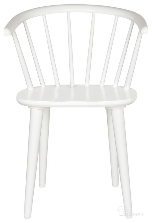 The appearance of Blanchard White Curved Spindle Side Chair Set of 2 designed by Safavieh in the transitional interior design. This white piece of furniture  was selected by 1StopBedrooms from Blanchard Collection to add a touch of cosiness and style into your home. Sku: AMH8512B-SET2. Material: Wood. Product Type: Dining Chair. Image1