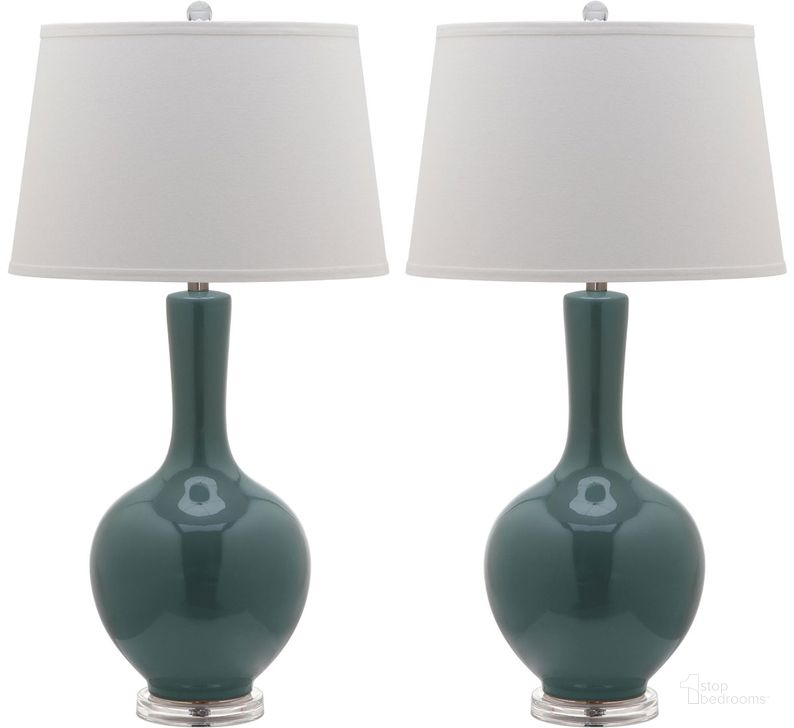 The appearance of Blanche Teal Gourd Table Lamp Set of 2 designed by Safavieh in the modern / contemporary interior design. This teal piece of furniture  was selected by 1StopBedrooms from Blanche Collection to add a touch of cosiness and style into your home. Sku: LIT4148C-SET2. Product Type: Table Lamp. Image1