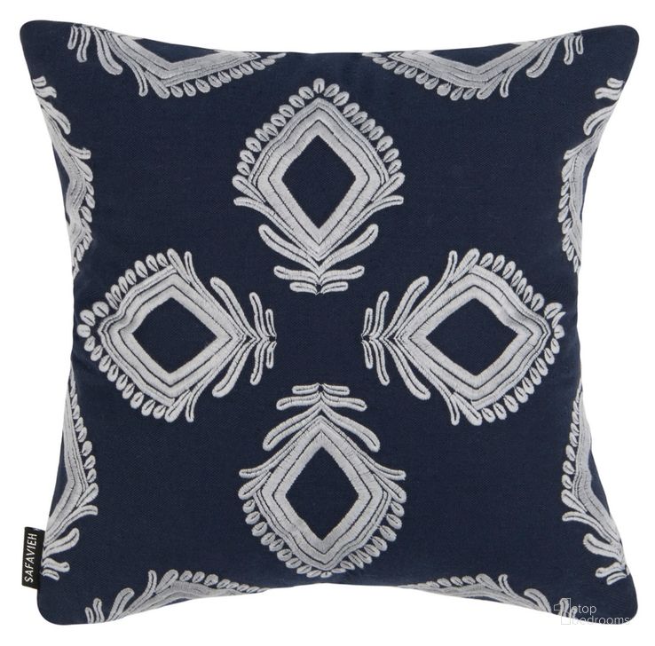 The appearance of Blossom Pillow designed by Safavieh in the coastal interior design. This navy piece of furniture  was selected by 1StopBedrooms from Safavieh PLS Collection to add a touch of cosiness and style into your home. Sku: PLS7082A-1616. Material: Cotton. Product Type: Pillows and Throw. Image1