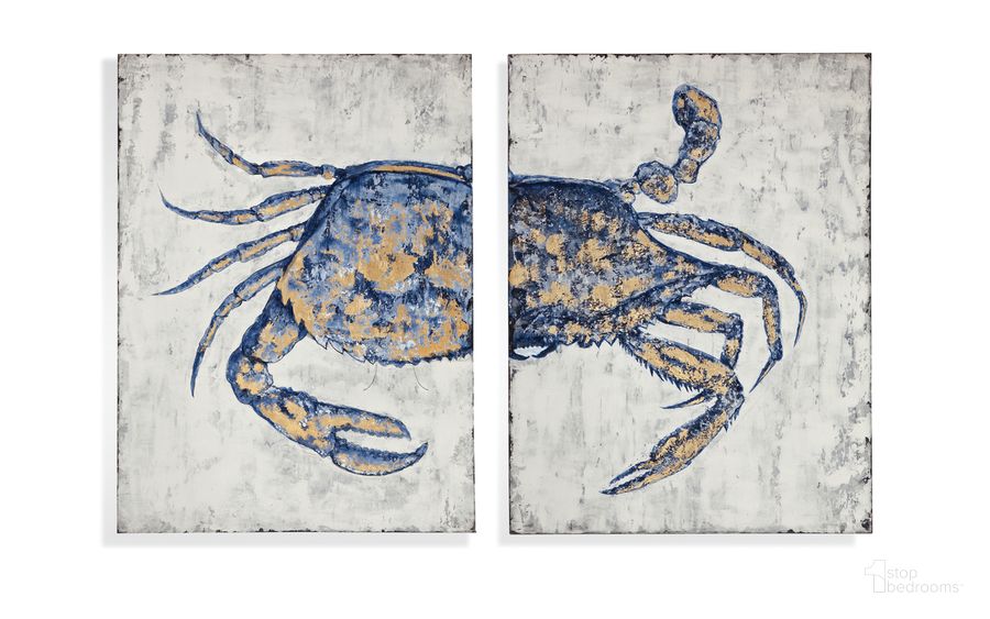 The appearance of Blue Crab Wall Art In Blue designed by Bassett Mirror Company in the coastal interior design. This blue piece of furniture  was selected by 1StopBedrooms from  to add a touch of cosiness and style into your home. Sku: 7300-856EC. Product Type: Wall Art. Material: Canvas. Image1