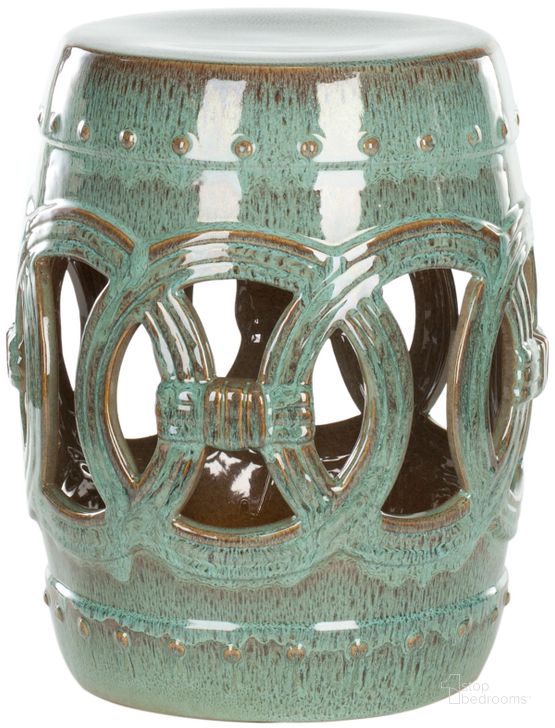 The appearance of Blue-Green Ceramic Double Coin Stool designed by Safavieh in the traditional interior design. This antique blue piece of furniture  was selected by 1StopBedrooms from Safavieh ACS Collection to add a touch of cosiness and style into your home. Sku: ACS4500A. Product Type: Stool. Image1