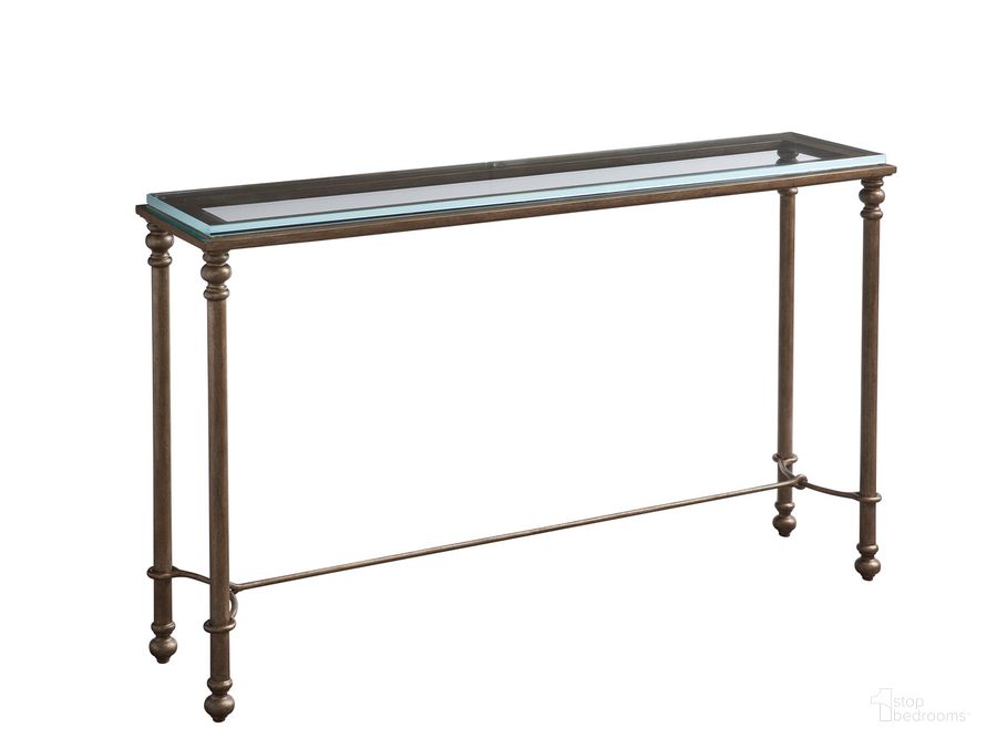The appearance of Bluff Metal And Glass Console designed by Barclay Butera in the traditional interior design. This blue piece of furniture  was selected by 1StopBedrooms from Laguna Collection to add a touch of cosiness and style into your home. Sku: 01-0934-967C. Material: Metal. Product Type: Console. Image1