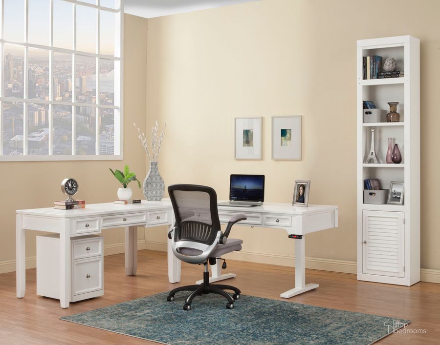 The appearance of Boca Cottage White Power Lift Home Office Set designed by Parker House in the modern / contemporary interior design. This white piece of furniture  was selected by 1StopBedrooms from Boca Collection to add a touch of cosiness and style into your home. Sku: BOC#257T;LIFT#200WHT;BOC#271;BOC#347D. Material: Wood. Product Type: Home Office Set. Image1