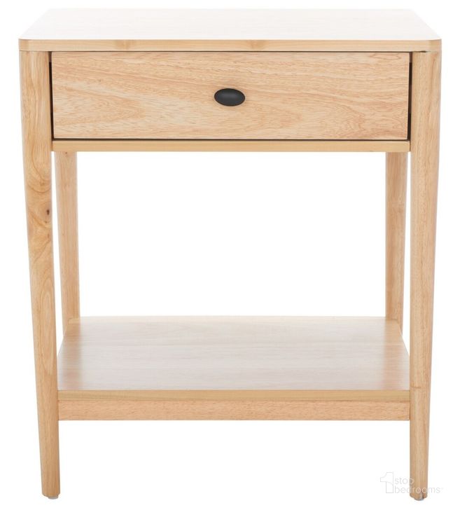 The appearance of Boden 1 Drawer Nightstand in Natural designed by Safavieh in the modern / contemporary interior design. This natural piece of furniture  was selected by 1StopBedrooms from Boden Collection to add a touch of cosiness and style into your home. Sku: NST9202B. Material: Wood. Product Type: Nightstand. Image1