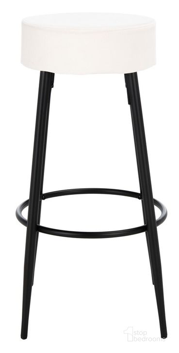 The appearance of Bohden Round Counter Stool in Ivory and Black designed by Safavieh in the modern / contemporary interior design. This ivory and black piece of furniture  was selected by 1StopBedrooms from Bohden Collection to add a touch of cosiness and style into your home. Sku: BST7508A. Material: Steel. Product Type: Barstool. Image1