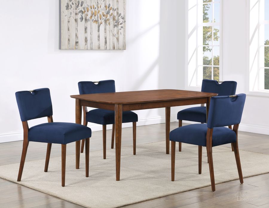 The appearance of Bonito 5 Piece Dining Set In Blue Velvet designed by Comfort Pointe in the modern / contemporary interior design. This blue velvet piece of furniture  was selected by 1StopBedrooms from Bonito Collection to add a touch of cosiness and style into your home. Sku: 6510-059;6510-10;6510-10. Product Type: Dining Room Set. Material: Engineered Wood. Image1