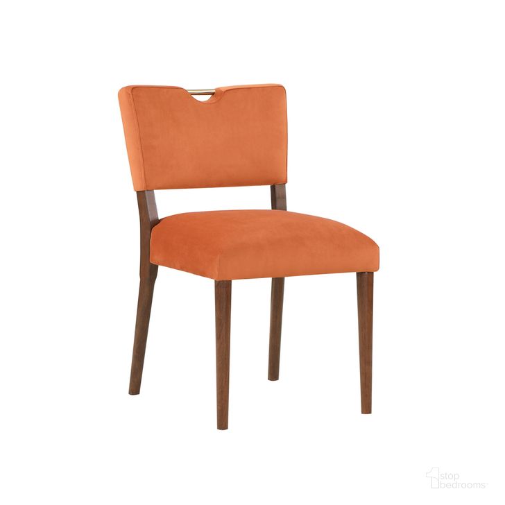 The appearance of Bonito Velvet Dining Chair Set of 2 In Burnt Orange designed by Comfort Pointe in the modern / contemporary interior design. This burnt orange piece of furniture  was selected by 1StopBedrooms from Bonito Collection to add a touch of cosiness and style into your home. Sku: 6510-22. Material: Wood. Product Type: Dining Chair. Image1