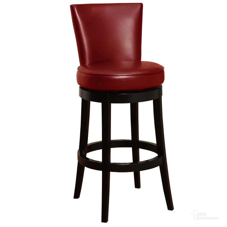The appearance of Boston 30 Inch Bar Height Swivel Red Faux Leather and Black Wood Bar Stool designed by Armen Living in the modern / contemporary interior design. This red piece of furniture  was selected by 1StopBedrooms from Boston Collection to add a touch of cosiness and style into your home. Sku: LC4044BARE30. Material: Wood. Product Type: Barstool. Image1